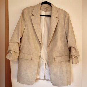 H&M Tan Blazer with Cropped Quarter Length Sleeves
